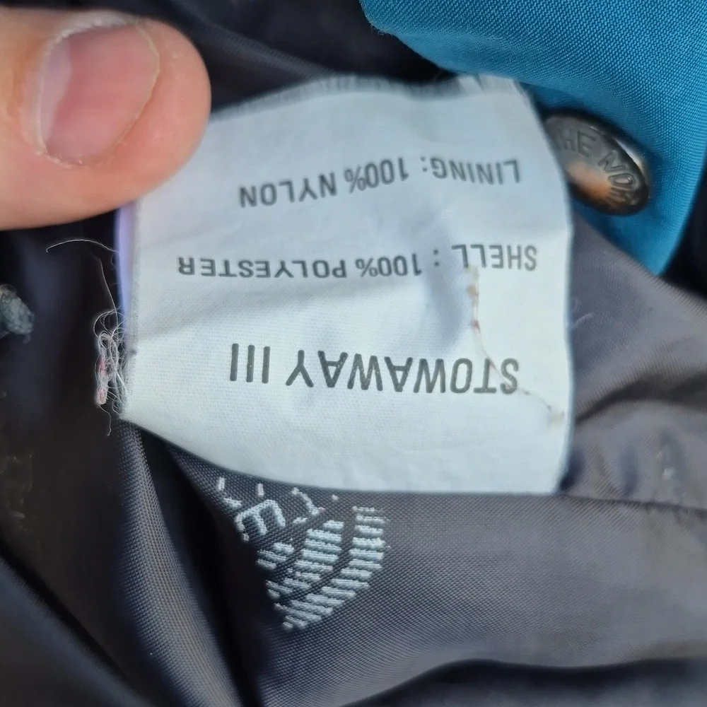 THE NORTH FACE Stowaway III Teal Goretex Poly Nylon Shell Mens XL Zip Jacket VTG